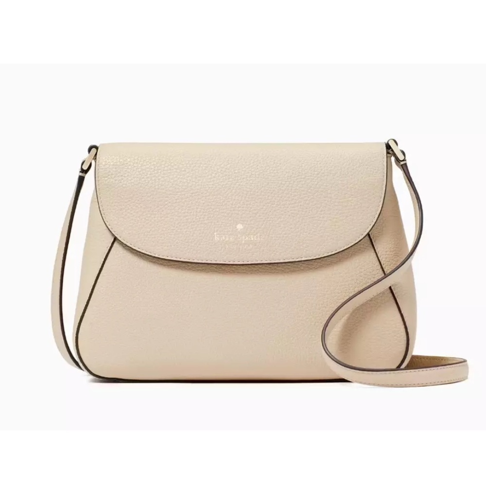 New Kate Spade Monica Flap Crossbody Leather Light Sand